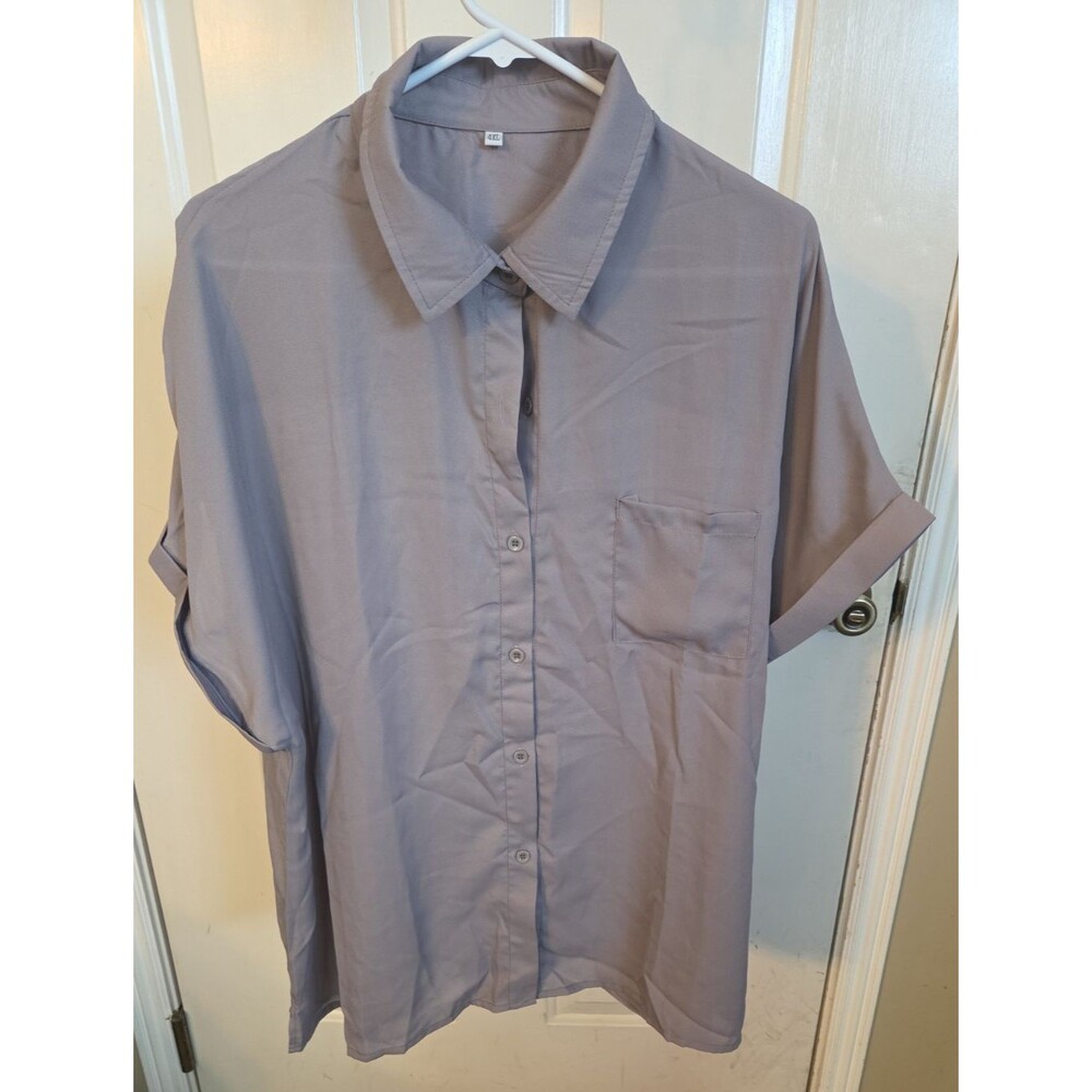 Gray Button up Shirt W/ Pocket Mens 4XLT Short Sleeve New